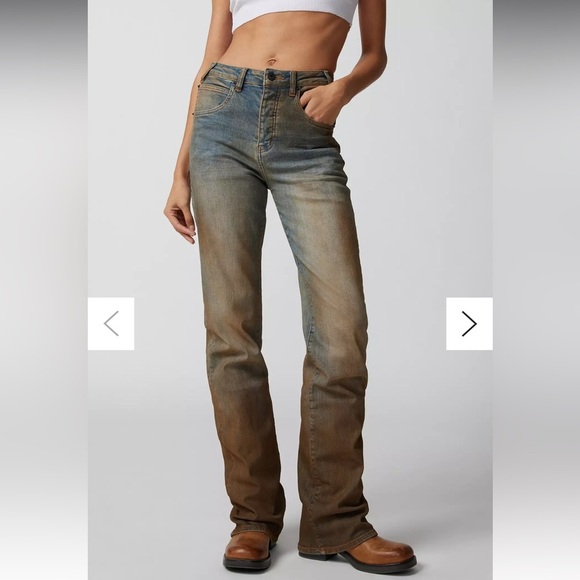 Neon Denim Brand N. D. B. Henley Straight Jeans 27 sold at Free People 5 - Picture 7 of 9